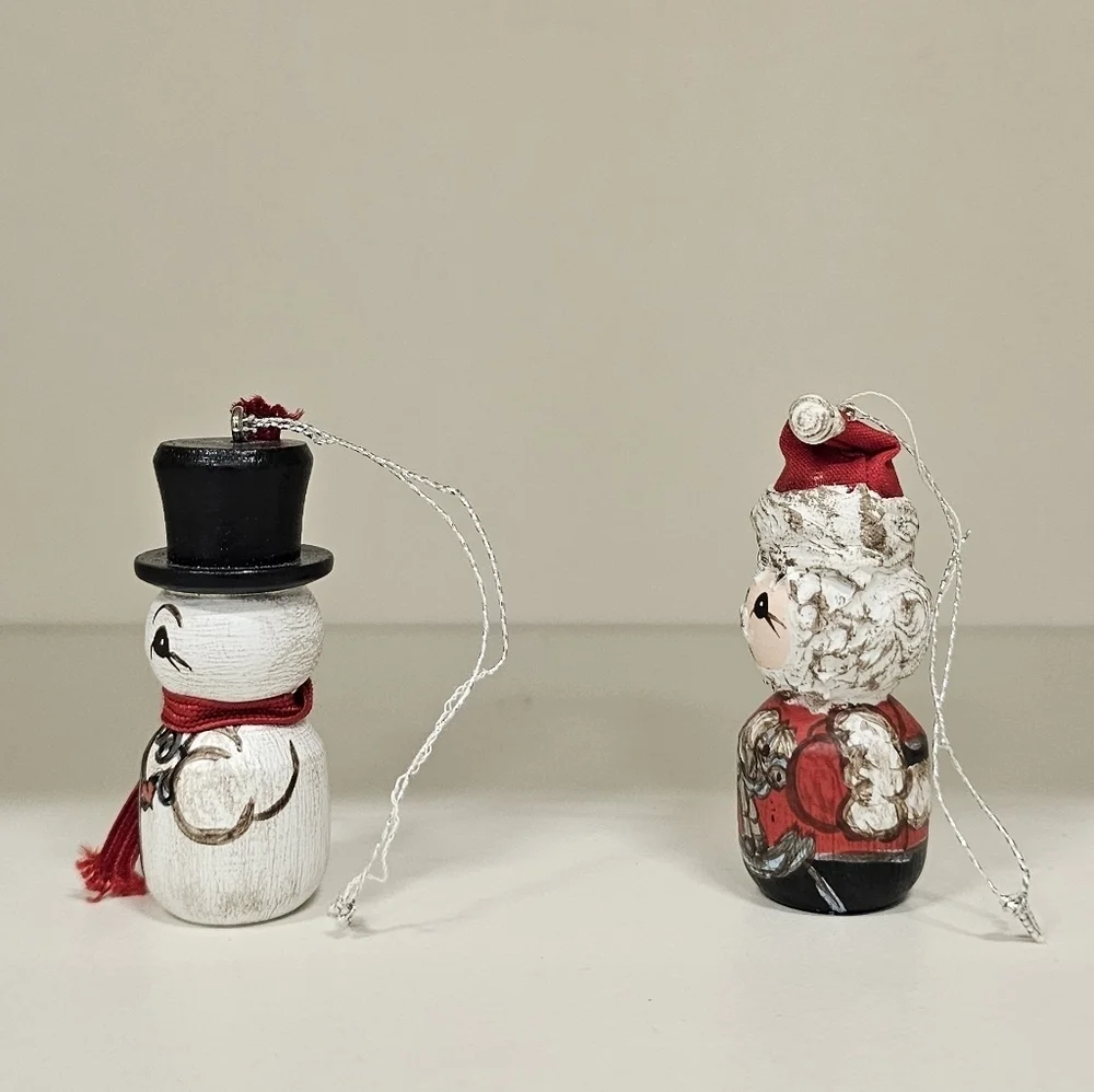 Vintage & RARE MMS Festive Snowman and Santa Ornaments (Qty. 2)